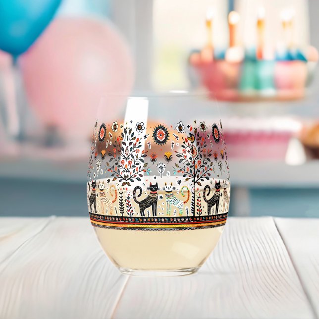 2 Augapfkatzen mit Piramiden Weinglas Ohne Stiel (Insitu (Baby Party))