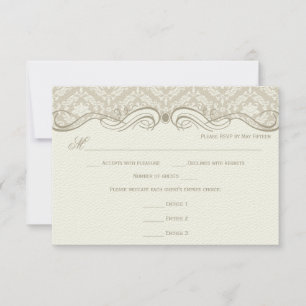 #2 Auswahl des Cream Tan Damask Wirbel UAWG RSVP Karte
