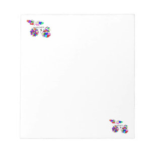 2 Autismus-Bewusstseins-Schmetterlinge mit Blume Notizblock