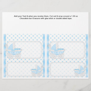 2 Baby Boy Dusche Custom Candy Bar Wrappers Flyer