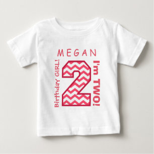 2. BABY Geburtstag Big Number A30 PINK CHEVRONS T-shirt