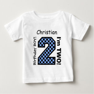 2. BABY Geburtstags-großes Zahl A26 SCHACHBRETT T-shirt
