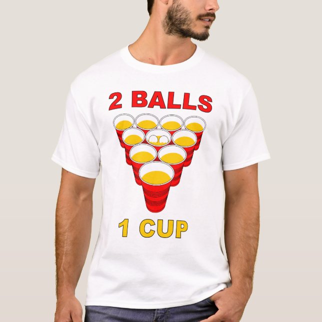 2 Bälle 1 Schalen-Bier Pong Shirt (Vorderseite)