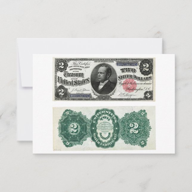 $2 Banknote Silver Certificate Series 1891 Einladung (Vorderseite)