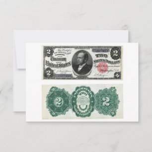 $2 Banknote Silver Certificate Series 1891 Einladung