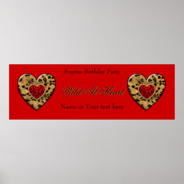 2 Banner Leopard Birthday Wild at Heart Black Poster (Vorne)