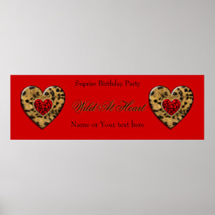 2 Banner Leopard Geburtstag Wild At Heart Schwarz Poster