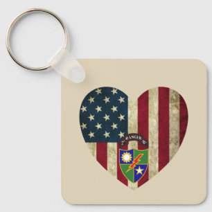 2. Bataillon 75. Ranger Reg American Heart Flag Schlüsselanhänger