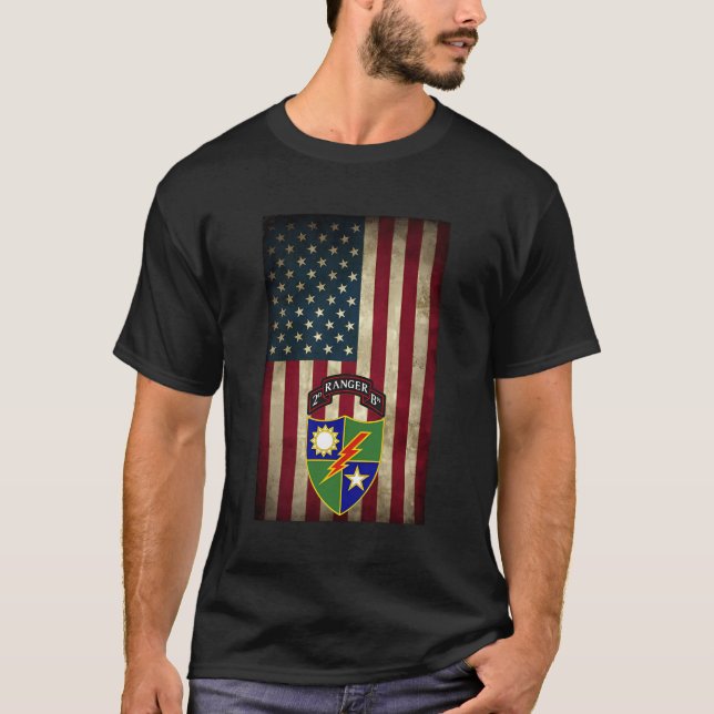 2. Bataillon - 75. Ranger Regiment - US-Flagge T-Shirt (Vorderseite)