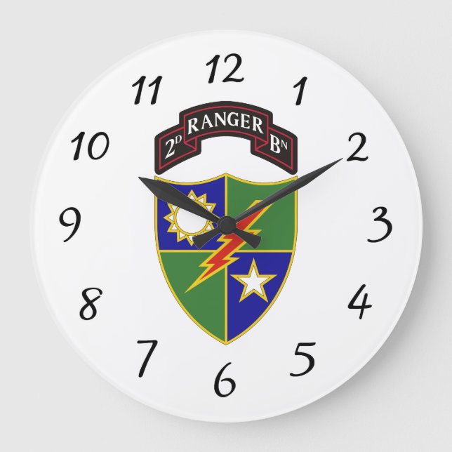 2. Bataillon - 75. Ranger Regiment - Wall Clock Große Wanduhr (Vorderseite)