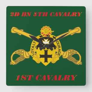 2. BATTALION 5. CAVALRY 1. CAVALRY CLOCK QUADRATISCHE WANDUHR