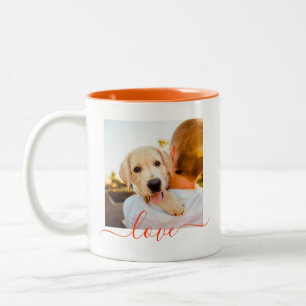 2 Bildvorlage Doppelseitige Liebe Text Orange Zweifarbige Tasse