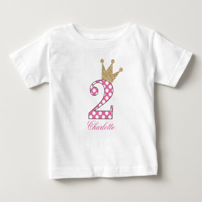 2. Birthday|Polka Dots|Glitter-Print Baby T-shirt (Vorderseite)