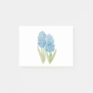2 blaue Hyazinthe-Tinte und Aquarellfarbe Post-it Klebezettel