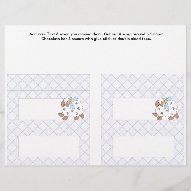2 Blue Baby Dusche Gefallen für Custom Candy Bar W Flyer (Vorne)