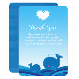 2 Blue Whales Baby Dusche Vielen Dank Karten
