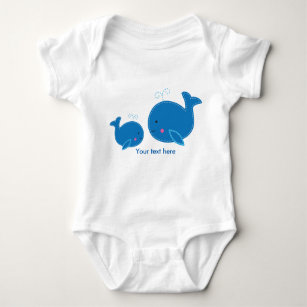 2 Blue Whales Baby Personalisiert Custom 1 Stück Baby Strampler