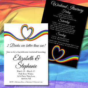 2 Brides sind besser als ein Bachelorette Wochenen Einladung