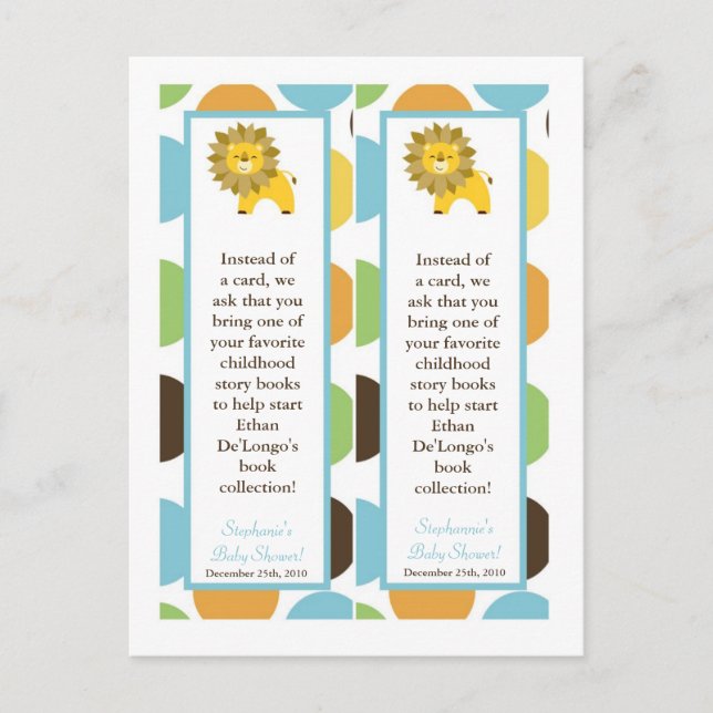 2 Buch Jungle King Lion Safari Zoo Tier Einladungspostkarte (Vorderseite)