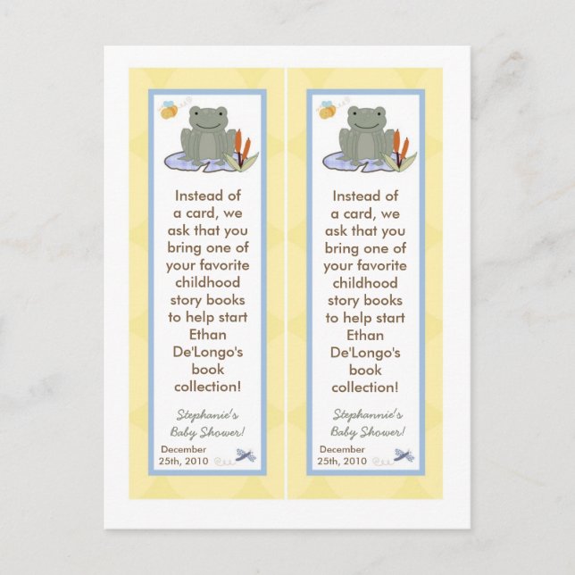 2 Buch Marks Leap Frog Turtle Bee Dragonfly Pond Einladungspostkarte (Vorderseite)