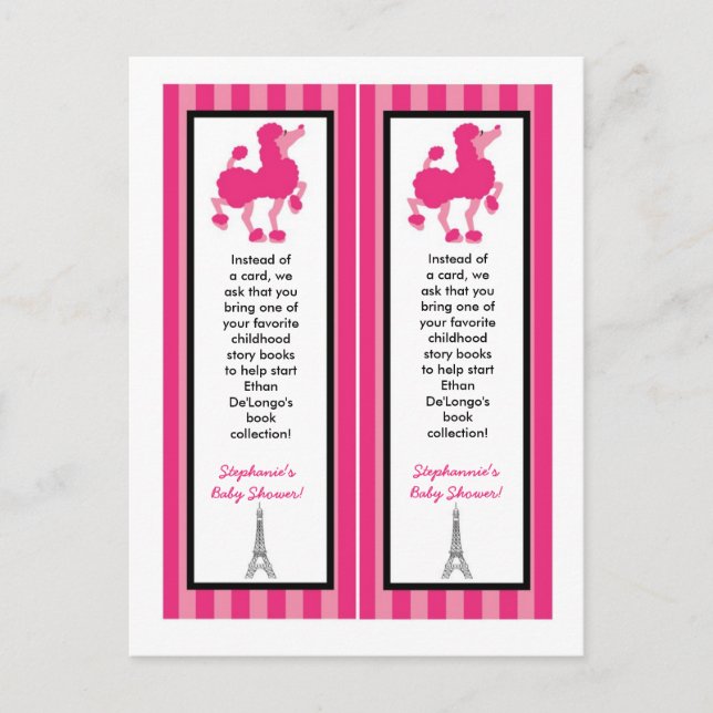 2 Buch Marks Pink Poodle Paris Eiffel Tower Einladungspostkarte (Vorderseite)