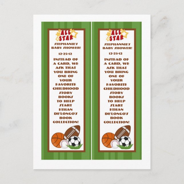 2 Buchmarken Alle Star Green Einladungspostkarte (Vorderseite)