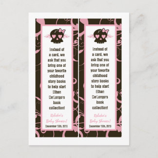 2 Buchmarken Girl Pink Punk Rock Skull Flame Einladungspostkarte