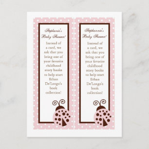 2 Buchmarken Pink Ladybug Einladungspostkarte