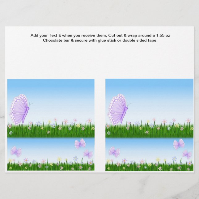 2 Butterfly Geburtstag Custom Candy Bar Wrappers (Vorderseite)