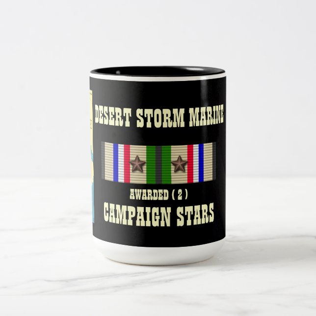 2 CAMPAIGN STARS Wüste Storm Marine SEMPER Fi Zweifarbige Tasse (Mittel)