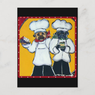 2 Chef-Möpse Postkarte