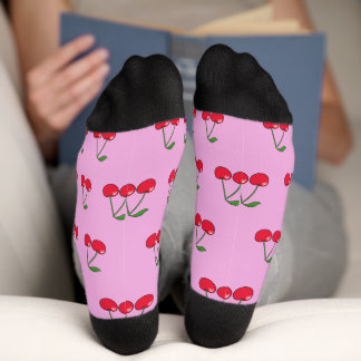 2 Cherries pattern pink Socken