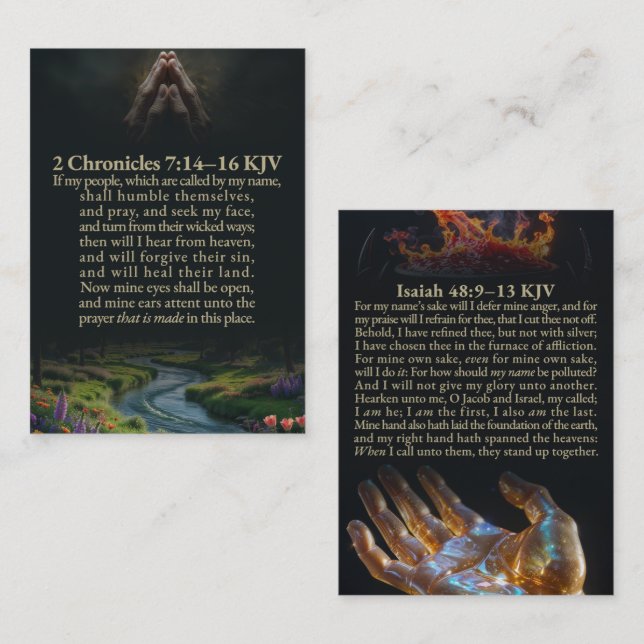 2 Chronicles 7:14-16 and Isaiah 48:9-13 KJV Card Visitenkarte (Vorne/Hinten)