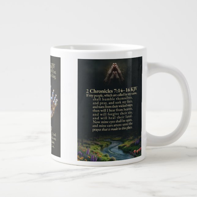 2 Chronicles 7:14-16 and Isaiah 48:9-13 KJV Mug Jumbo-Tasse (Rechts)