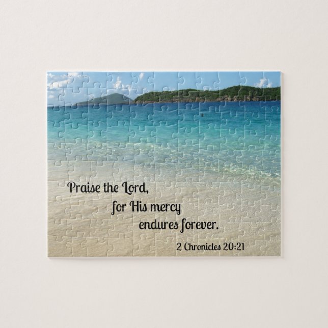 2 Chroniken 20:21 Lob dem Herrn, für seine Barmher Puzzle (Horizontal)