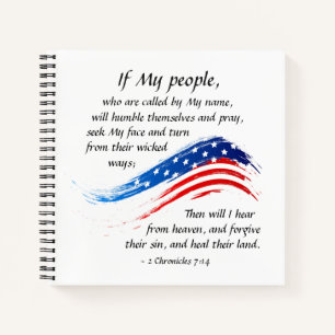2 Chroniken 7:14 Wenn My People die Flagge der USA Notizbuch