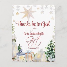 2 Cor 9:15 Dank an Gott Weihnachten Winter Bibel Postkarte