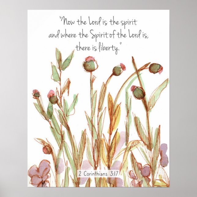 2 Corinthians 3:17 Bible Scripture Wildflowers Poster (Vorne)