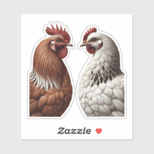 2 Country Chickens Farm Barnyard Hochzeit Aufkleber