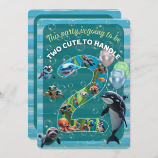 2 Cute 2 Handle Rounded Corner Birthday Invitation Einladung