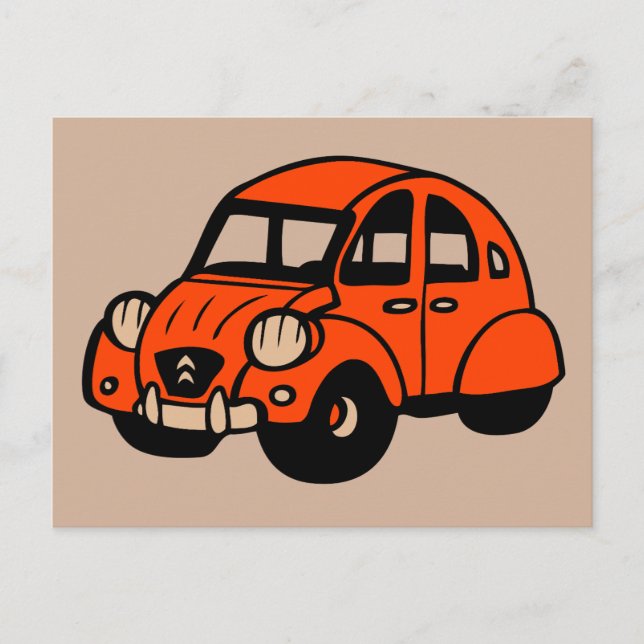 2 cv Oldtimer französisches Auto Postkarte (Vorderseite)