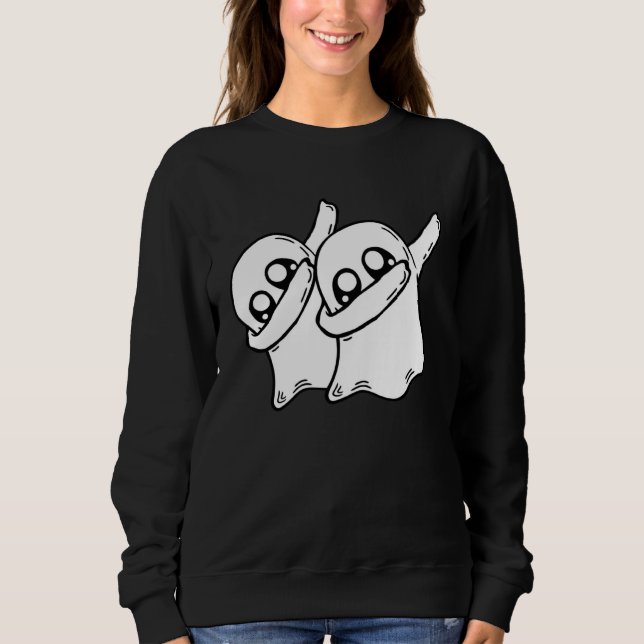 2 Dabbing Ghost Friends Team Cool Halloween Dab Da Sweatshirt (Vorderseite)