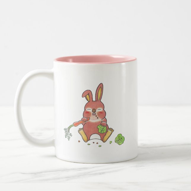 2 Designs Niedlich hungrig & schläfrig Babybunny T Zweifarbige Tasse (Links)