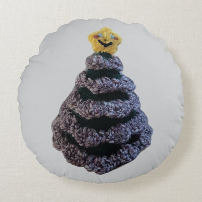 2 Designt Weihnachtsbaum Amigurumi Kissen! Rundes Kissen (Vorderseite)