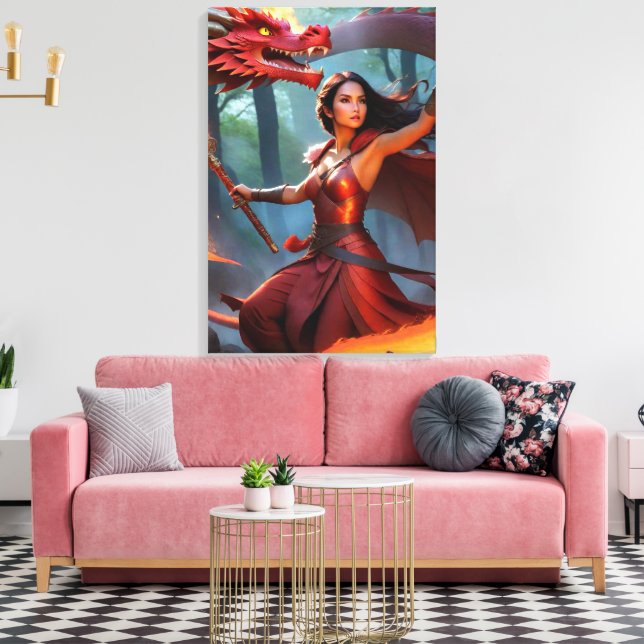 #2 Drachen-Lady Leinwanddruck (Insitu (Wohnzimmer))
