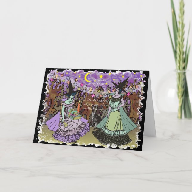 2 Edwardian Hexen in einem Spuk Wald Karte (Vorderseite)