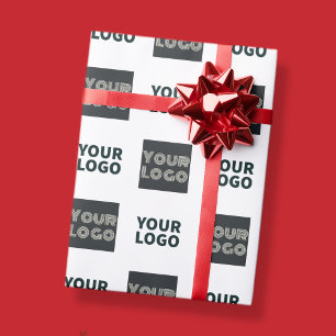 2 Einfaches mehrfaches Logo weiß Geschenkpapier