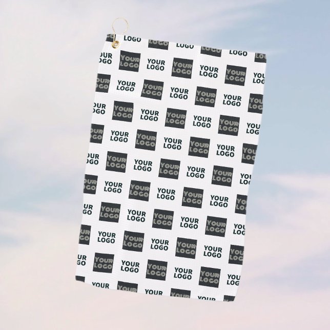 2 Einfaches mehrfaches Logo | weiß Golfhandtuch (Von Creator hochgeladen)