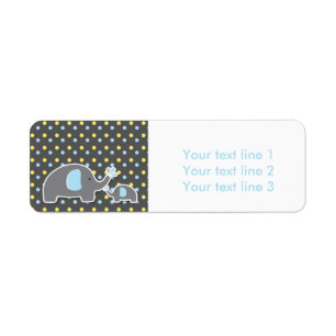 2 Elephants Baby Duwer Blue Modern Address Labels