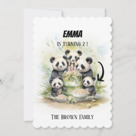 2 Eltern 3 Kinder - Wasserfarbenfamilie Geburtstag Einladung